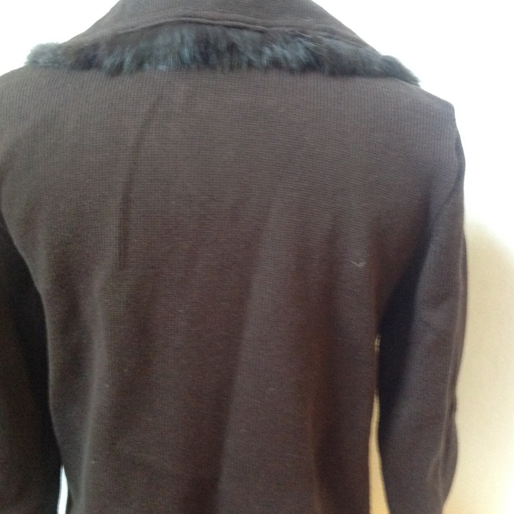 Cynthia Steffe Brown Blazer Fur Sweater Jacket - Picture 4 of 4